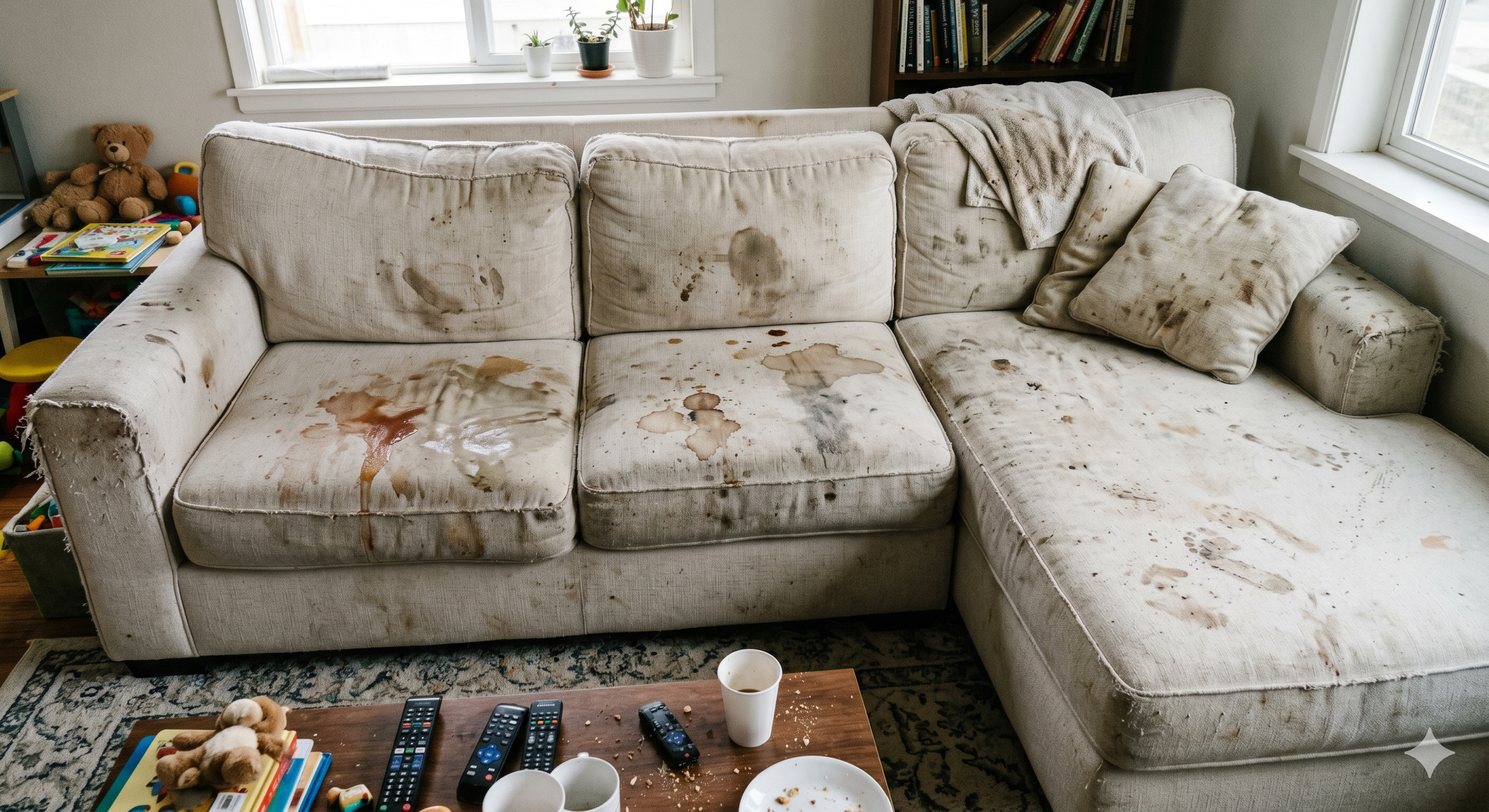 Sofa before cleaning