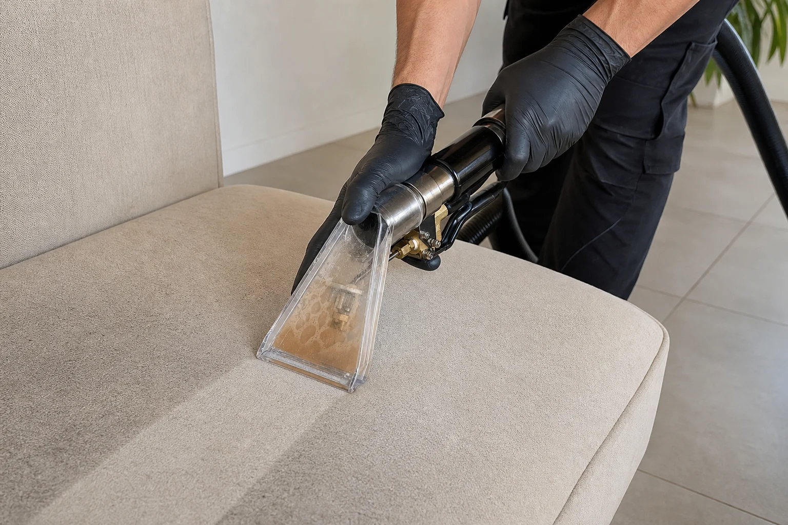 Professional cleaner with carpet cleaning machine